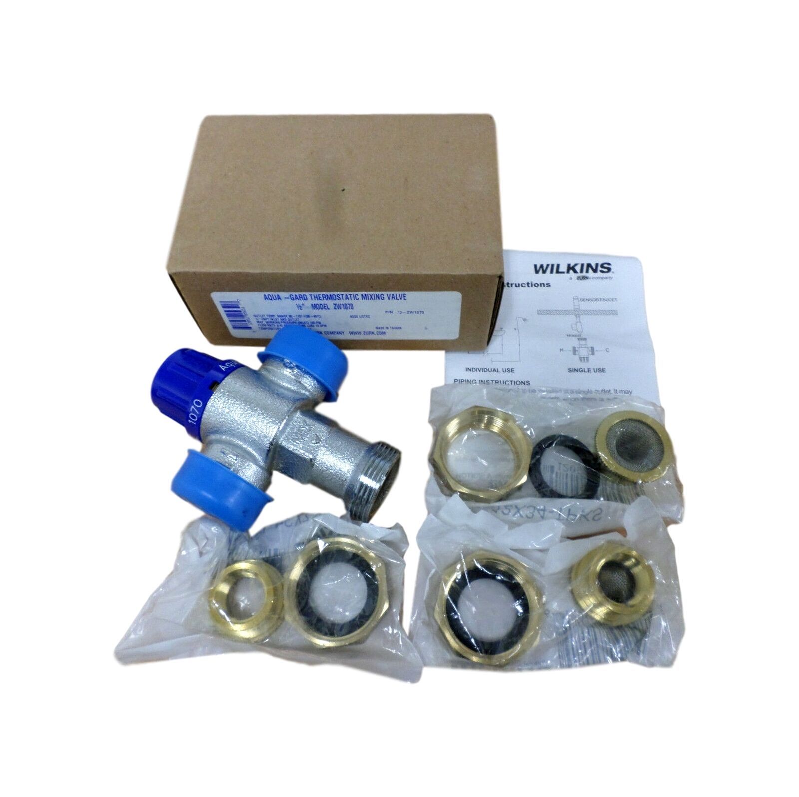 Wilkins ZW1070 1/2&quot; Aqua-Gard Thermostatic Mixing Valve 145 PSI 12-ZW107... - $94.95