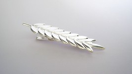 Small silver metal leaf alligator hair clip for fine thin hair - $6.95