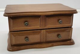 E) Vintage Mele Wooden Flip Top Jewelry Box Table Top - $14.84