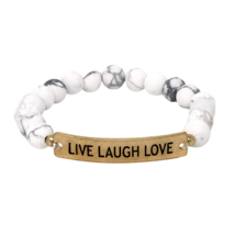 Live Laugh Love Semi Precious Stone Beads Bracelet Bangle - £10.59 GBP