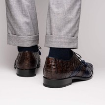 Luciano Two Tone Wingtip Dress Derby's Shoes Caiman Leather Navy / Brown image 7