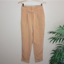 Reset by Jane | Tan Square Windowpane Print Pants with Tie Belt, size small - $31.93
