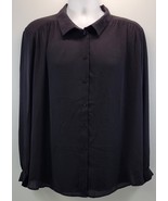 H) H&amp;M Woman Black Long Sleeve Button Down Shirt XXL - $272.62 MXN