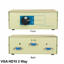 Kentek VGA Manual Data Switch 2 Way Rotary Dail Type HD15 PC Monitor Dis... - £47.39 GBP