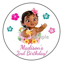 12 Personalized Baby Moana Birthday Party Stickers Favors Labels tags Custom - £9.67 GBP