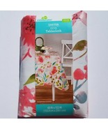 Spring Easter Floral Vinyl Tablecloth 60 x 102 Pink Blooms on White Back... - $22.99