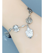 Sterling Silver Vintage Religious Rose Catholic Saint Prayer Bracelet 7&quot; - $185.02 CAD