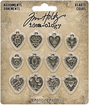 Idea Ology Metal Adornments 12/Pkg Hearts. - £11.75 GBP