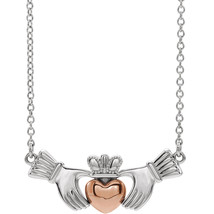 14K White &amp; Rose Gold Claddagh Necklace - £364.52 GBP