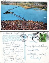 California Oakland Bay Bridges Posted 1936 to Yoland Tinsley Burley ID Postcard - £7.36 GBP
