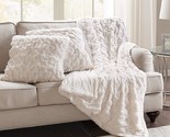 Ivory 50&quot; X 60&quot; Comfort Spaces Ruched Faux Fur Plush 3 Pc. Throw Blanket... - £40.61 GBP