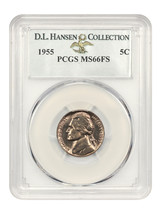 1955 5c PCGS MS66 FS ex: D.L. Hansen - £2,890.21 GBP