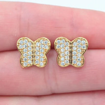 1.50Ct Round Cut Simulated Moissanite Butterfly Earrings 14K Yellow Gold Plated - £52.41 GBP