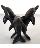 Three Dancing Dolphins Ball Paperweight Stand Brass Baron Vintage - $32.06 CAD