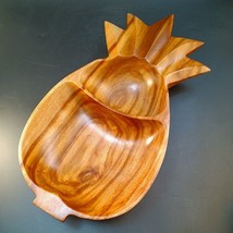 Vintage Kamani Wood PINEAPPLE Chip N Dip Bowl, Carved Hardwood, 16&quot; EUC - €10,45 EUR