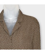 TALBOTS vintage brown &amp; white polka dot 100% silk button up blouse size 10 - $33.87