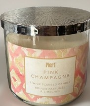 PIER 1 Imports PINK CHAMPAGNE 3-Wick Scented Candle Glass 14oz New! Discontinued - £11.48 GBP