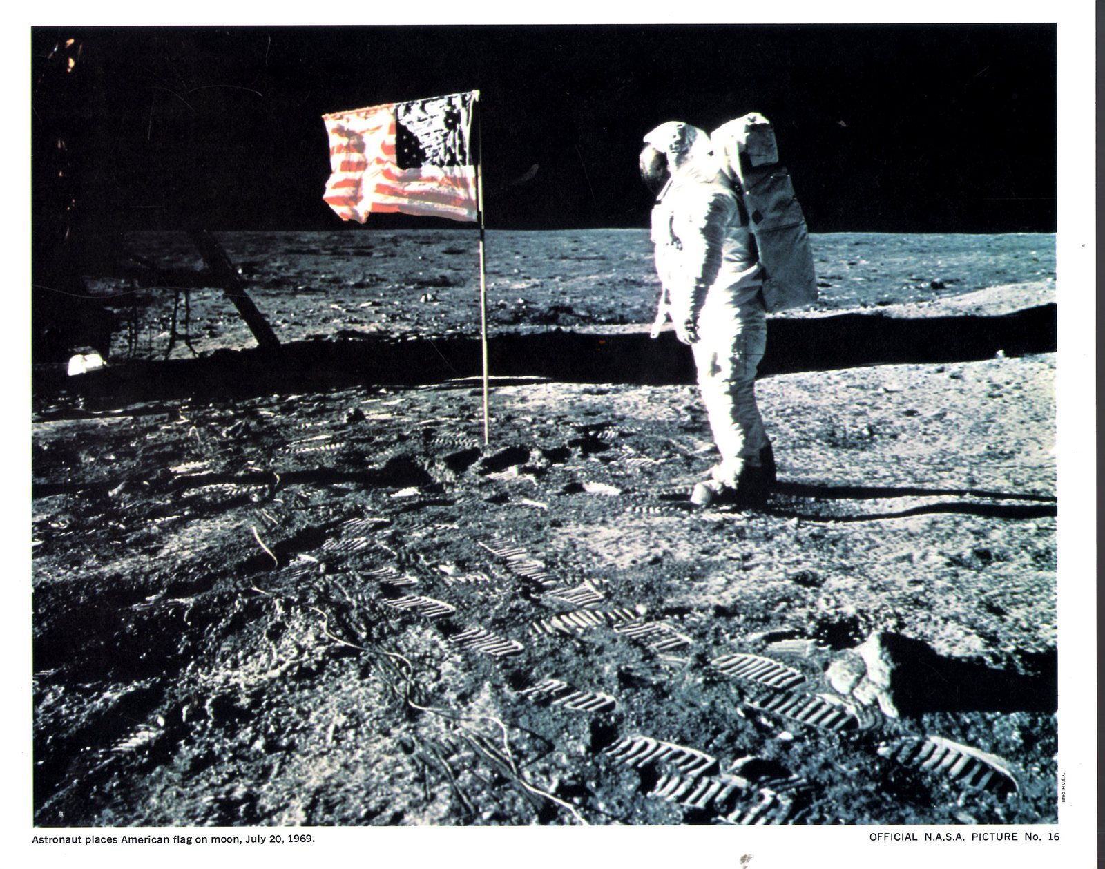 Photographs NASA Photograph Picture #16 Astronaut places Flag on Moon 7/... - $5.95