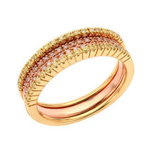 0.37ct Natural Fancy Pink &amp; Yellow Diamonds Engagement Ring Band 18K Solid Gold - £1,821.85 GBP