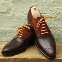 New Handmade Men&#39;s Two Tone Fashion Laceup Shoes - £116.07 GBP