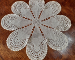 Vintage Crocheted Round Doily or Dress Scarf, Beige / Ivory, 22&quot; - $12.22