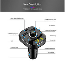 Bluetooth Hands-free 2 USB Type-C Car Charger FM Transmitter - £12.54 GBP