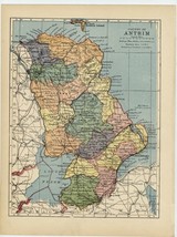 1902 Antique Map Of The County Of Antrim / Ireland - £22.28 GBP