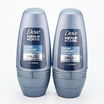 Dove Men Care Clean Comfort Aluminum Free Deodorant 1.7oz Lot of 2 Roll On b4/25 - £11.17 GBP