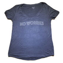 Zoe + Liv No Worries T-Shirt Women’s Medium Gray V-Neck Shirt - £8.18 GBP