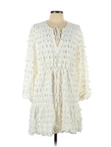 NWT FARM Rio Fringe Detail Mini in Off-White Tie Neck Dress L $225 - £127.89 GBP