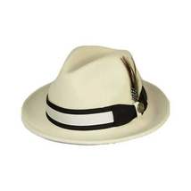 Men Bruno Capelo Hat Australian Wool Soft Fedora ZANE ZA405 Ivory Black Band image 4
