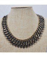 Vintage Braided Statement Necklace 18 Inch Gold Tone &amp; Black - $39.76 CAD