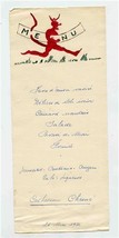 Running Red Devil French Restaurant Menu Card 1951 Hand Drawn and Written  - $21.78