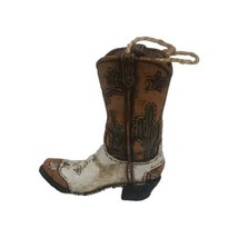 Christmas Resin Ornament Western Ranch Rodeo Cowboy Boot w Cactus - £6.67 GBP