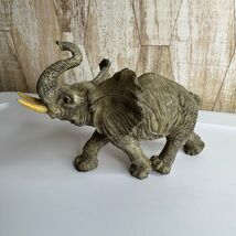 Vintage Textured Elephant Figurine Statue Realistic Gray Tusk Home Decor - $18.00