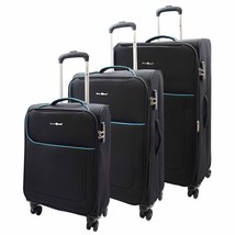 DR499 Four Wheel Lightweight Soft Suitcase Luggage Black - £49.60 GBP+