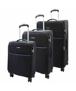 DR499 Four Wheel Lightweight Soft Suitcase Luggage Black - £49.26 GBP+