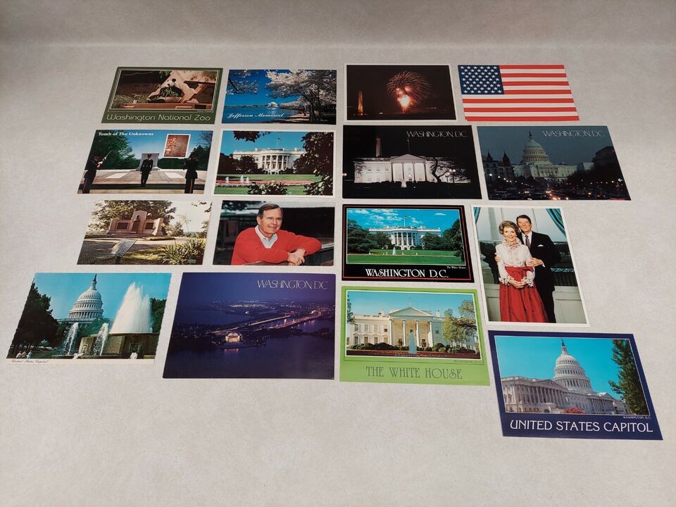 Washington DC Postcard Collection 15 Cards &amp; George Bush Sr. Photo Vintage - $24.55