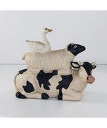 Blossom Bucket Cow Lamb Sheep Goose Duck On Back Figurine Farm Decor - £31.45 GBP