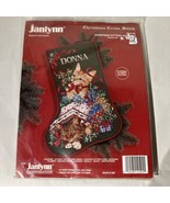 Vtg Janlynn Christmas Kittens Stocking CrossStitch Kit Donna Giampa Design  - $54.04 CAD