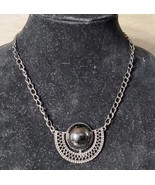 Egyptain Style Black Statment Necklace Link Chain Marked MS 2x1.5 Jewelry - $469.46 MXN