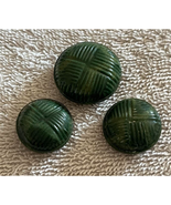 3 Vintage Green Celluloid Buttons - £11.33 GBP