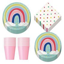 HOME &amp; HOOPLA Rainbow Party - Rainbow Art Baby Shower &amp; Birthday Paper Dessert P - £10.74 GBP