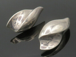 BAYANIHAN 925 Silver &amp; 14K GOLD - Vintage Shiny Modernist Drop Earrings ... - £115.58 GBP