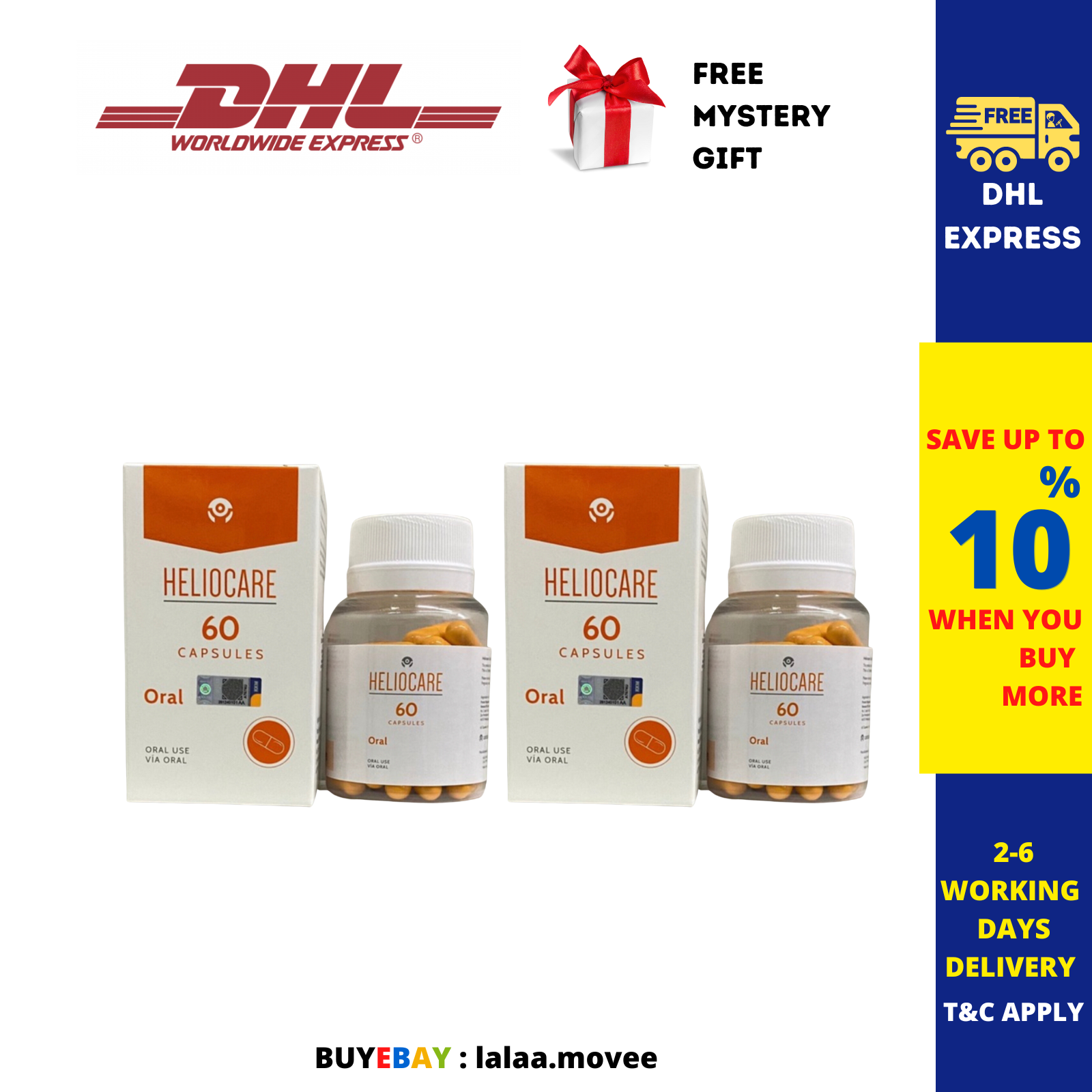 2 X HELIOCARE Oral Capsules (60 Caps) Anti-Aging Sun Protection Sunblock DHL - $115.58