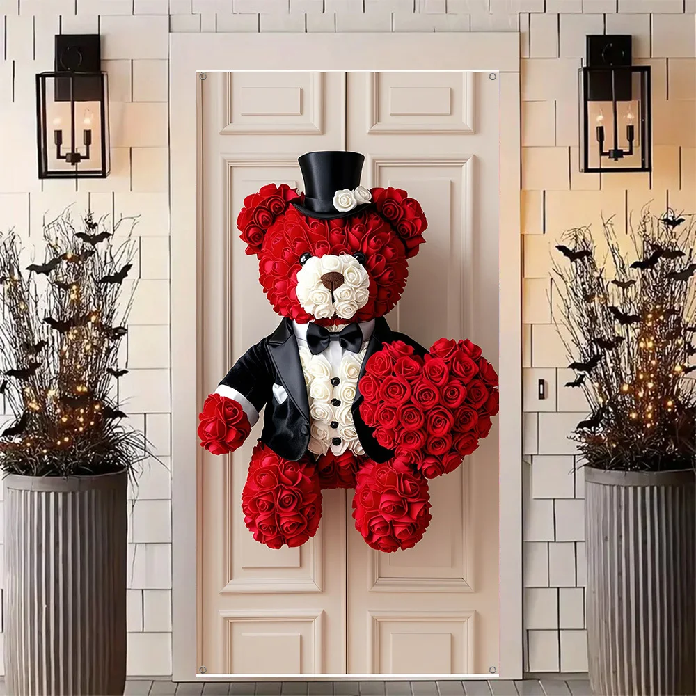 2d door banner 1pc valentines day polyester teddy bear door Valentine De... - $53.72 CAD