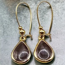 Coffee Chocolate Color Pierced Earrings Teardrop Shaped Dangle Drop Gold... - £5.84 GBP