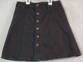 Mossimo A Line Skirt Womens Size 2 Black Denim Cotton Pockets Button Front - £10.61 GBP