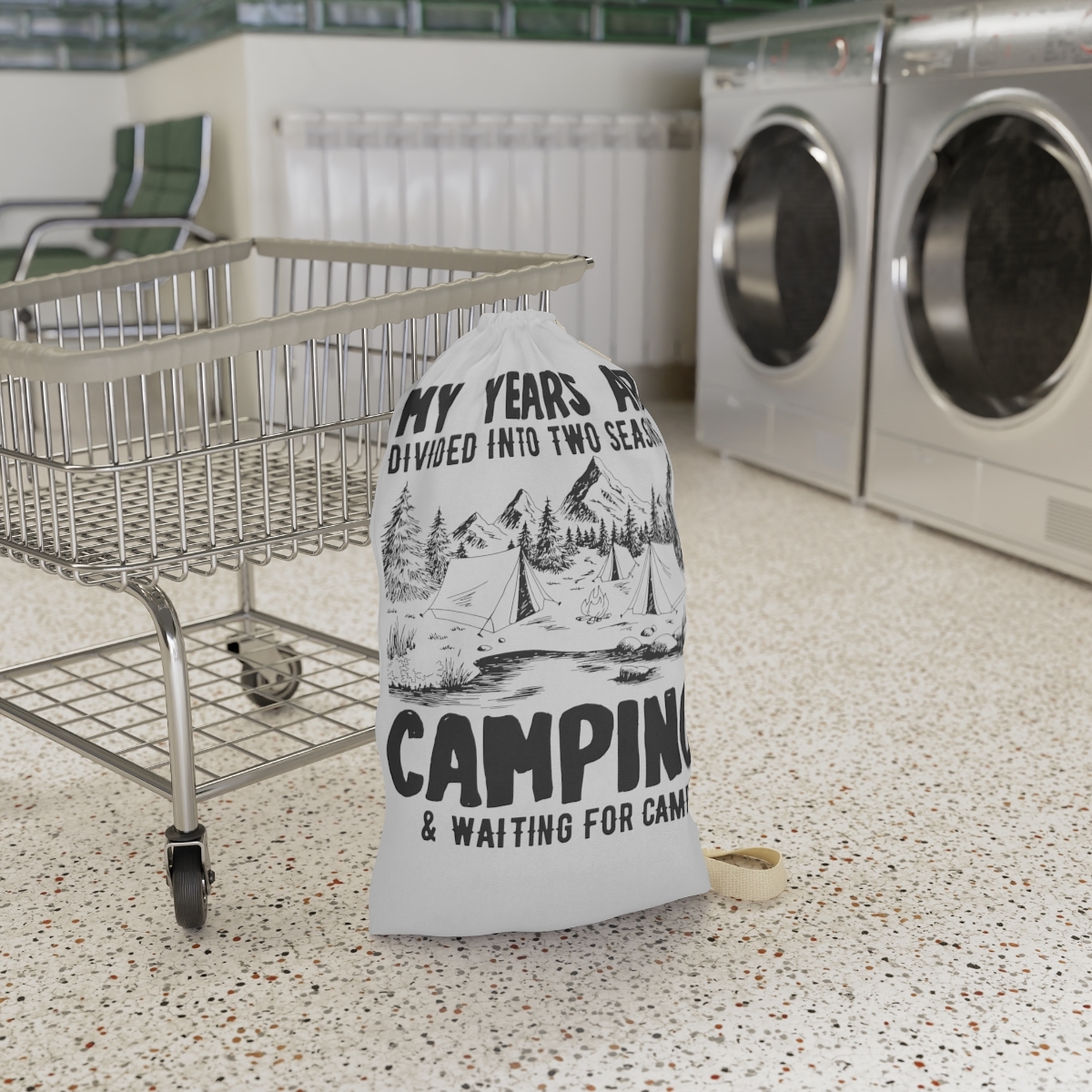 Custom Camping Laundry Bag - Natural Woven Strap and Drawstring - £25.30 GBP - £33.46 GBP