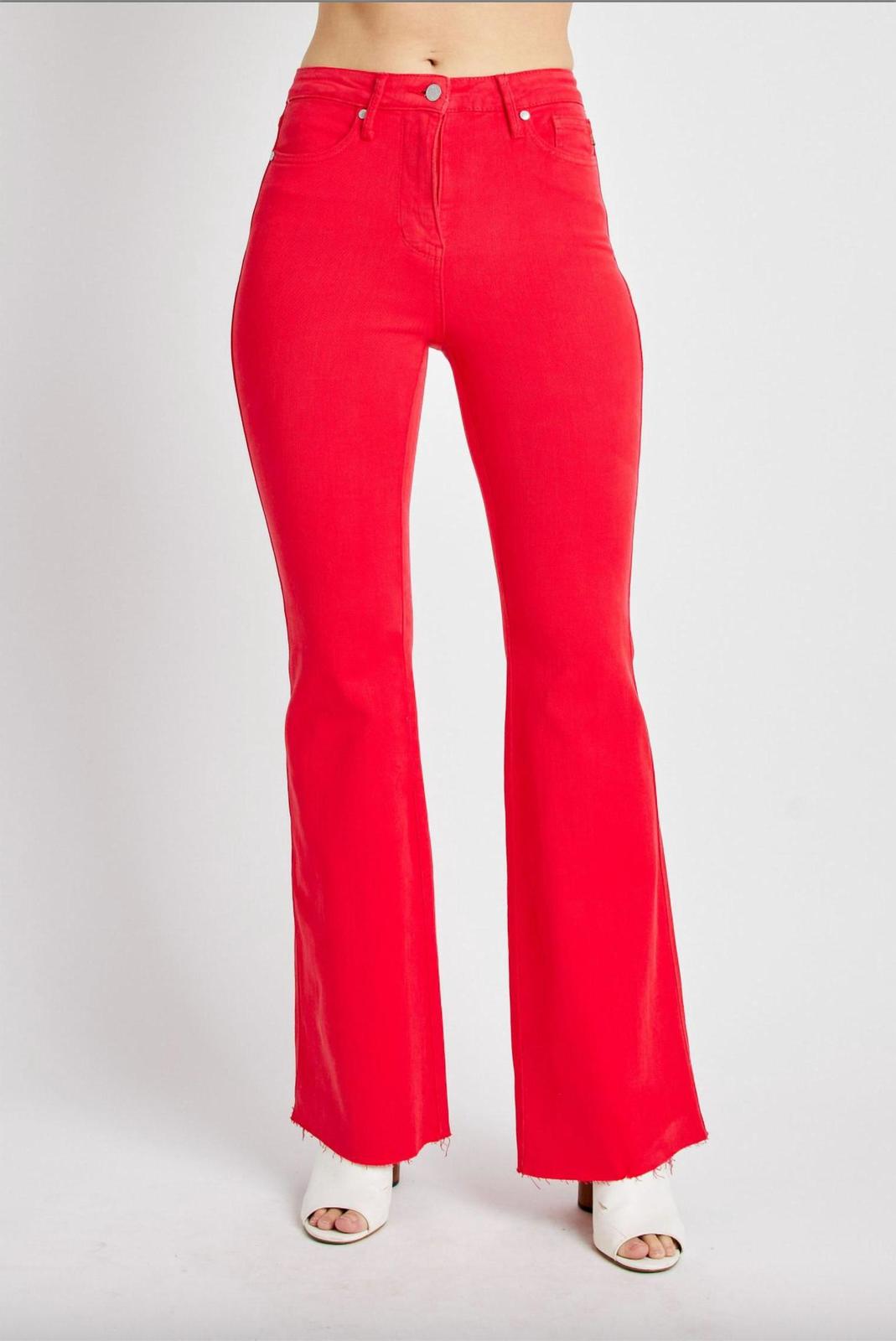 Judy Blue Tummy Control Flare Jeans Red - $48.00